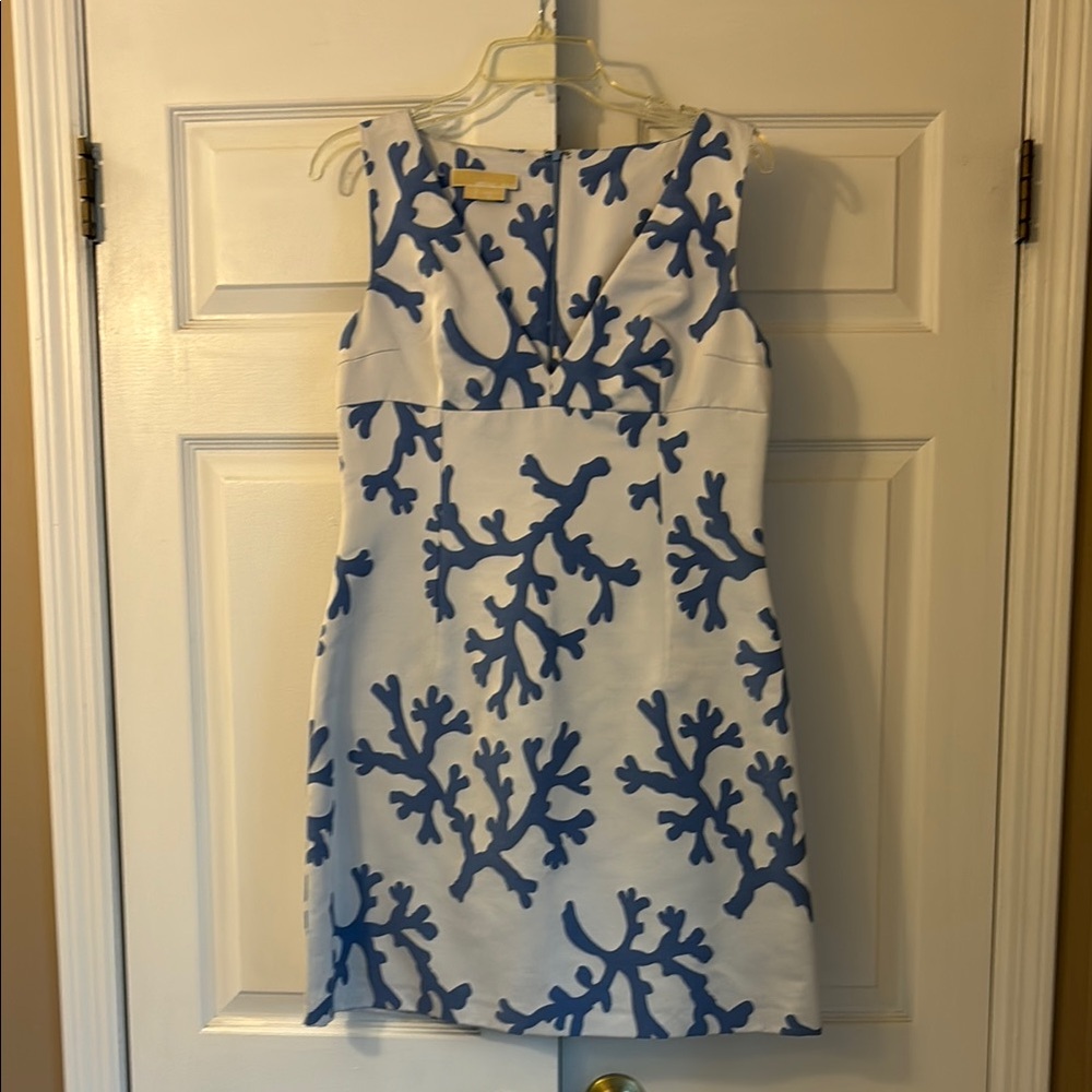 Blue and White Sleeveless Dress